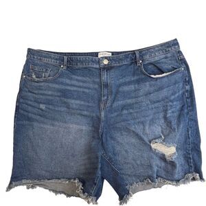 Lane Bryant Plus Size 26 Denim Shorts Distressed Look Frayed Hem Raw Hem Casual